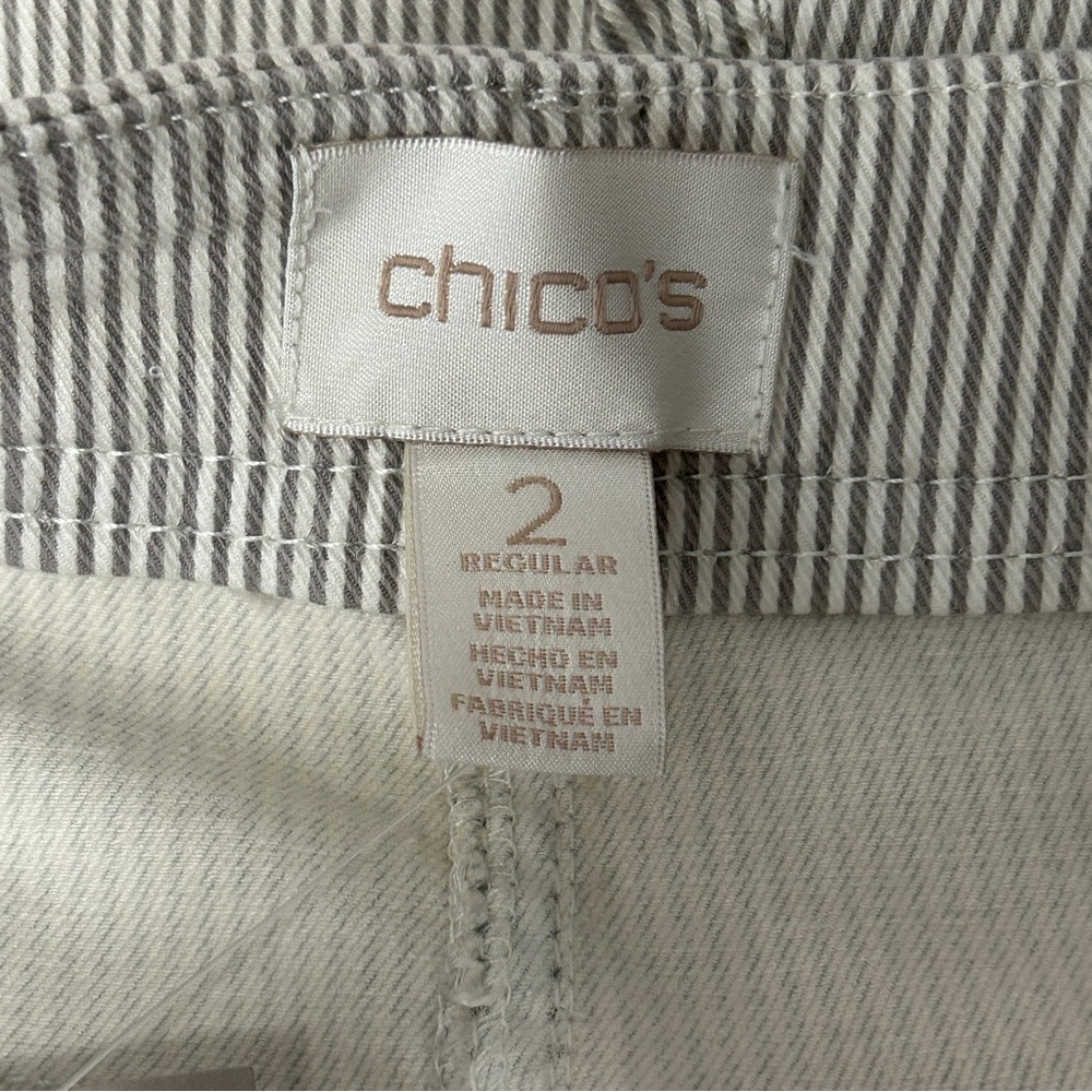Chico's Pants Striped The Ultimate Fit Flatters Slims Size 2 (12) NEW - Picture 8 of 16